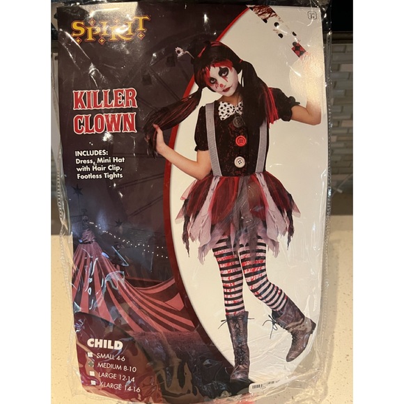 Girls killer clown costume size 8-10 with wig! - Picture 1 of 2